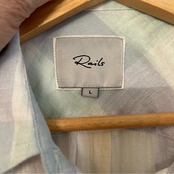 Rails Charli Pastel‎ Buffalo Linen Button Down shirt Size L - Picture 2 of 10